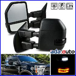 17-18 Ford F250/F350 Power Heated LED Signal Blind Spot Towing Mirrors Black