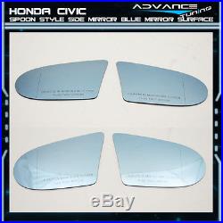 Fit For 92-95 Honda Civic 4Dr SPOON Style Blue Side View Mirrors ABS Manual