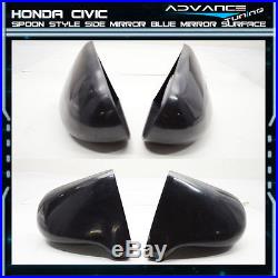 Fit For 92-95 Honda Civic 4Dr SPOON Style Blue Side View Mirrors ABS Manual