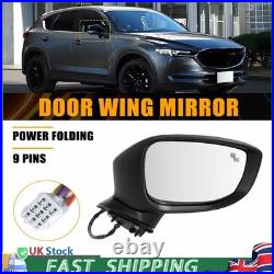 Fit Mazda CX-5 2017-22 Gloss Black Door Wing Mirror Heated Electric Right Front
