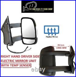 Fits PEUGEOT BOXER 2006-2024 UK Pair Electric Mirror Long Arm Temp Senser 23.5cm