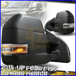 For 15-19 F-150 F150 Towing Mirror Extendable Heated LED Signal 22 Pin Black