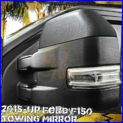 For 15-19 F-150 F150 Towing Mirror Extendable Heated LED Turn Signal 8 Pin Black