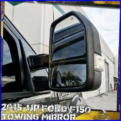 For 15-19 F-150 F150 Towing Mirror Extendable Heated LED Turn Signal 8 Pin Black