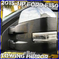 For 15-19 F-150 Towing Mirror Chrome + Extendable Heated LED Turn Signal 22-Pin