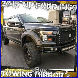 For 15-19 F-150 Towing Mirror Chrome Extendable + Heated+ LED Turn Signal 8pin