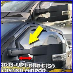 For 15-19 F-150 Towing Mirror Chrome Extendable + Heated+ LED Turn Signal 8pin