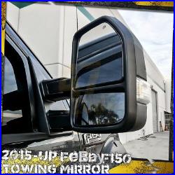 For 15-19 F-150 Towing Mirror Extendable + Heated + LED Signal 22-Pin Black