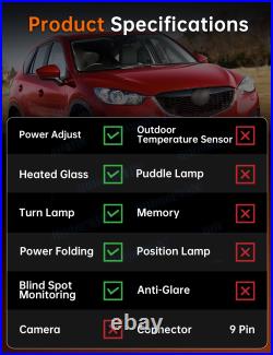 For Mazda CX-5 2012-2014 Door Wing Mirror Blind Spot Monitoring 9Wires Red RIGHT