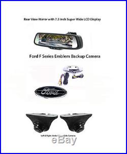 Ford Emblem Backup Camera, 7.3 Rear View Mirror Monitor, (2) Blind Spot Cameras