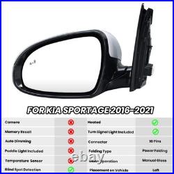 Left Wing Mirror Power Fold Blind Spot 10pin Heated For Kia Sportage 2016-2021