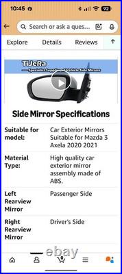 Mazda 3 Anthracite Grey Complete Wing Mirror Left Hand 2021