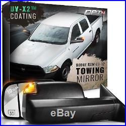 OPT7 Truck Tow Trailer Mirrors Pickup Heated Powered Extendable Blind Spot DOT