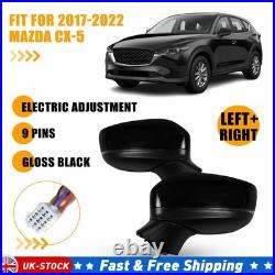 Pair For Mazda CX-5 2017-2022 Black Door Wing Mirror Heated Electric 9Wires UK