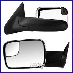 Power Chrome Heat Smoked Signal Tow+square Blind Spot Mirror For 02-09 Dodge Ram