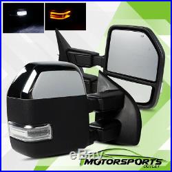 Power Heated LED Signal Blind Spot Chrome Towing Mirrors For 2017-2018 F250/F350