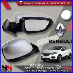 Renault Kadjar 5 Door 2018 Right Wing Mirror 13 Pin White LHD EU OEM