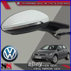 Volkswagen Golf Mk7 Mk7.5 2013-2020 Right Driver Wing Mirror White 11 Pin OEM